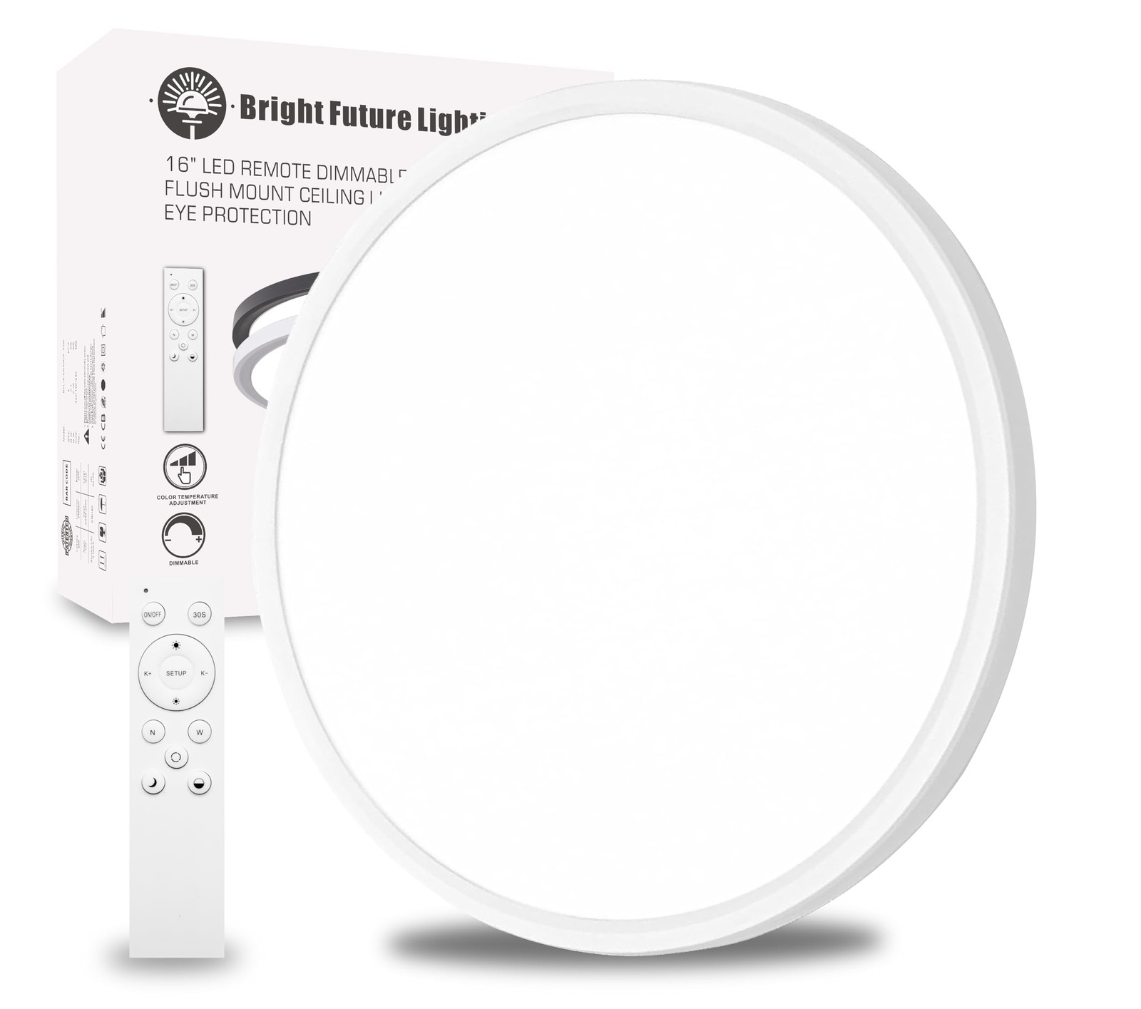 1Pack 16 Inch Remote Control Dimmable Flush Mount Ceiling Light Panel,32W 384...