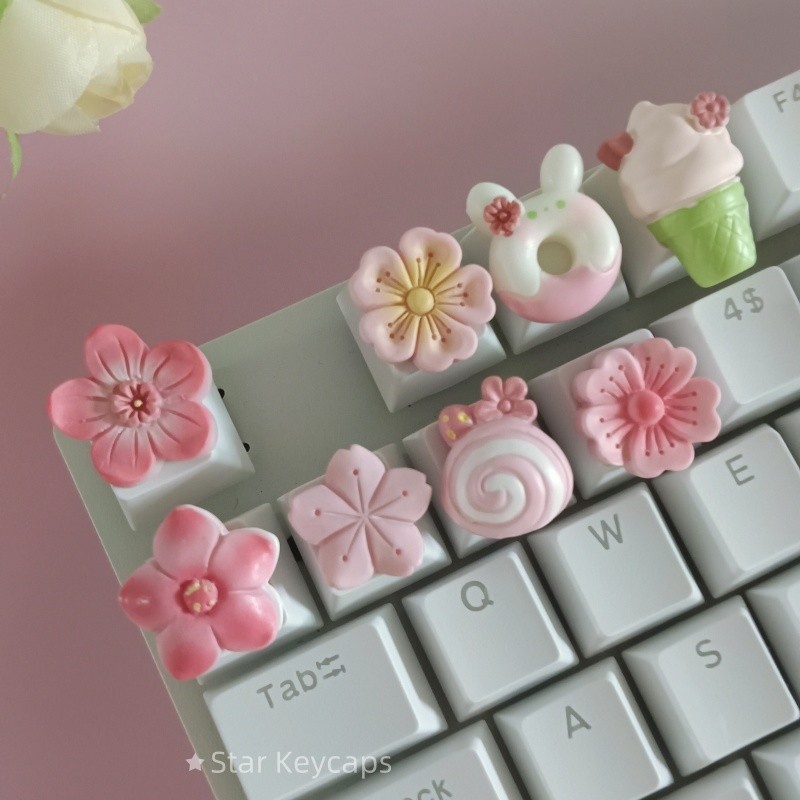 Sakura Artisan Resin Keycap Handmade Custom MX Cherry Mechanical Keyboard