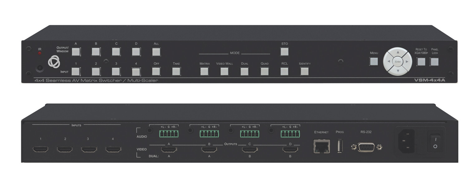 Kramer VSM-4x4A 4x4 Seamless Matrix Switcher/Multi-Scaler with Analog Audio *USE