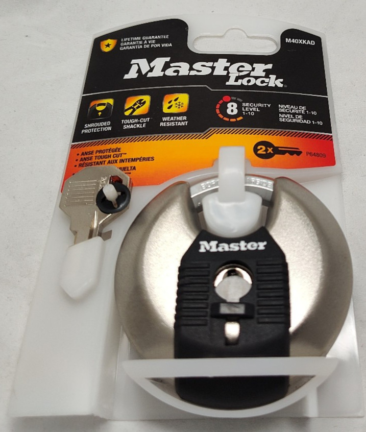 Master Lock M40XKAD Magnum Heavy Duty Stainless Steel Disc Padlock Keyed NEW