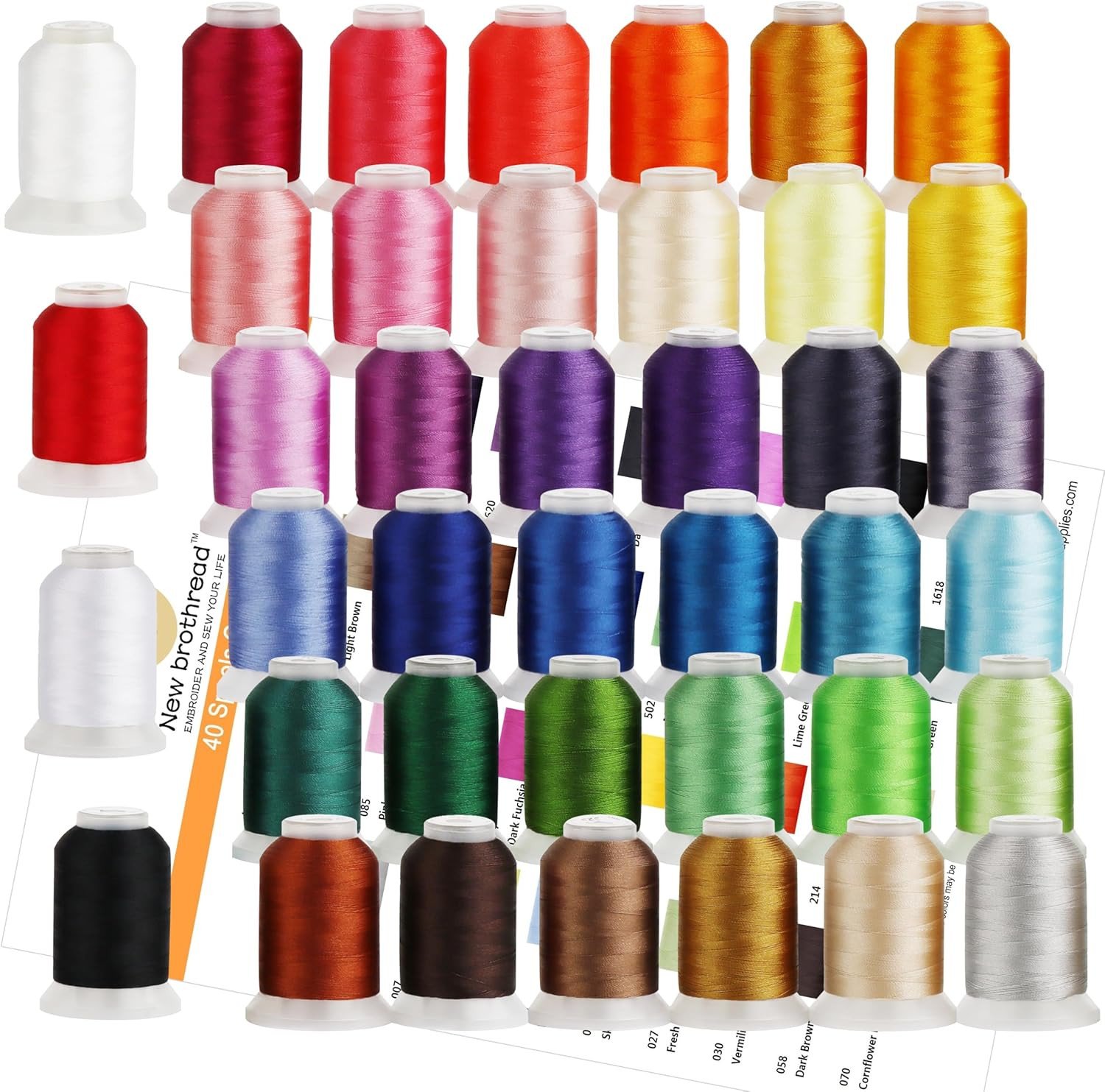 s 40 Colors 100% Polyester Machine Embroidery Thread 550Yd with Thread Nets - Co