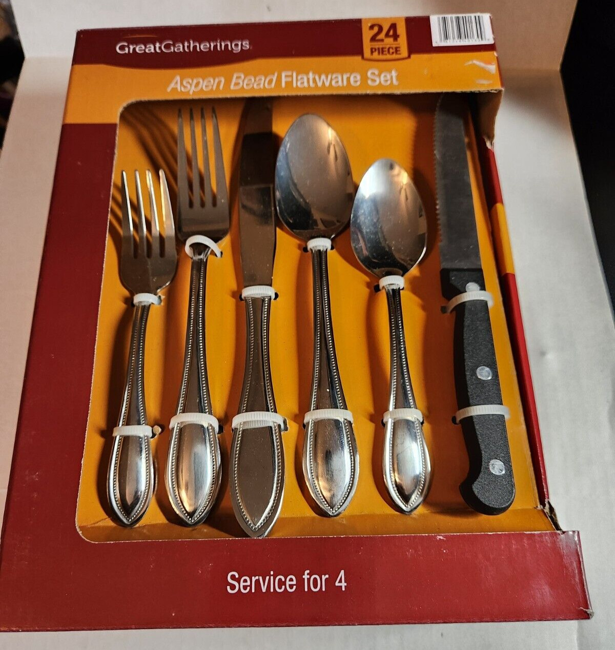 Great Gatherings Aspen Bead Flatware Set 24 Pieces Service for 4 New