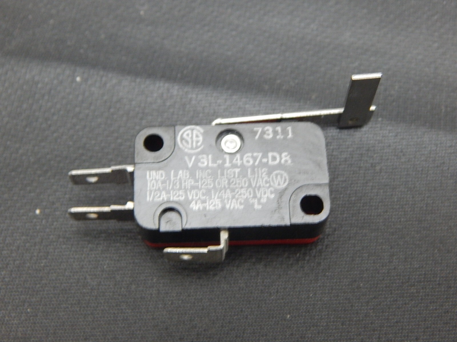 Microswitch V3L-1467-D8 SNAP IN LEBVER SWITCH COM-NO-NC - 4A@125VAC - FAST SHIP
