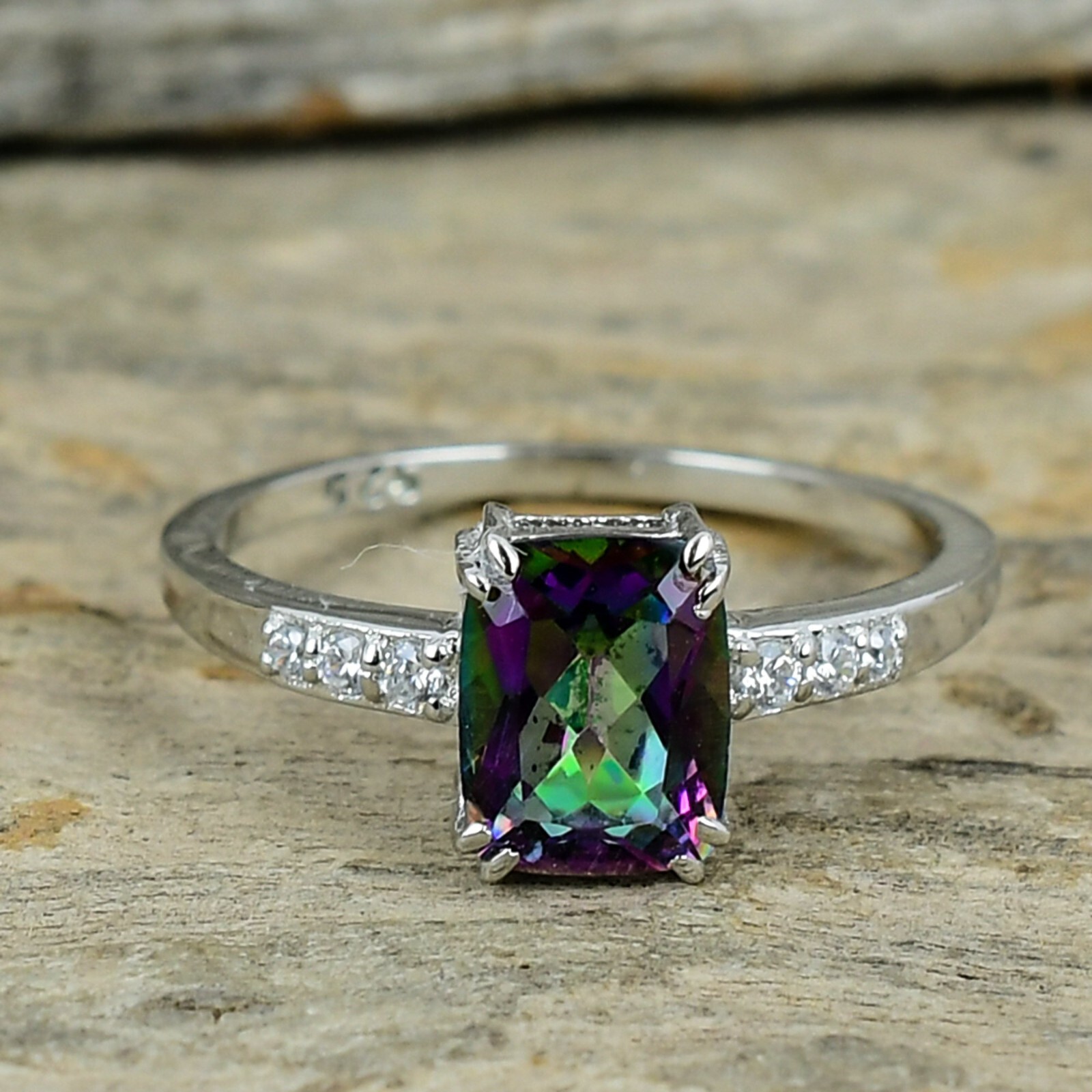 Mystic Topaz Ring 925 Sterling Silver Ring For Women Wedding Gift Ring Dainty