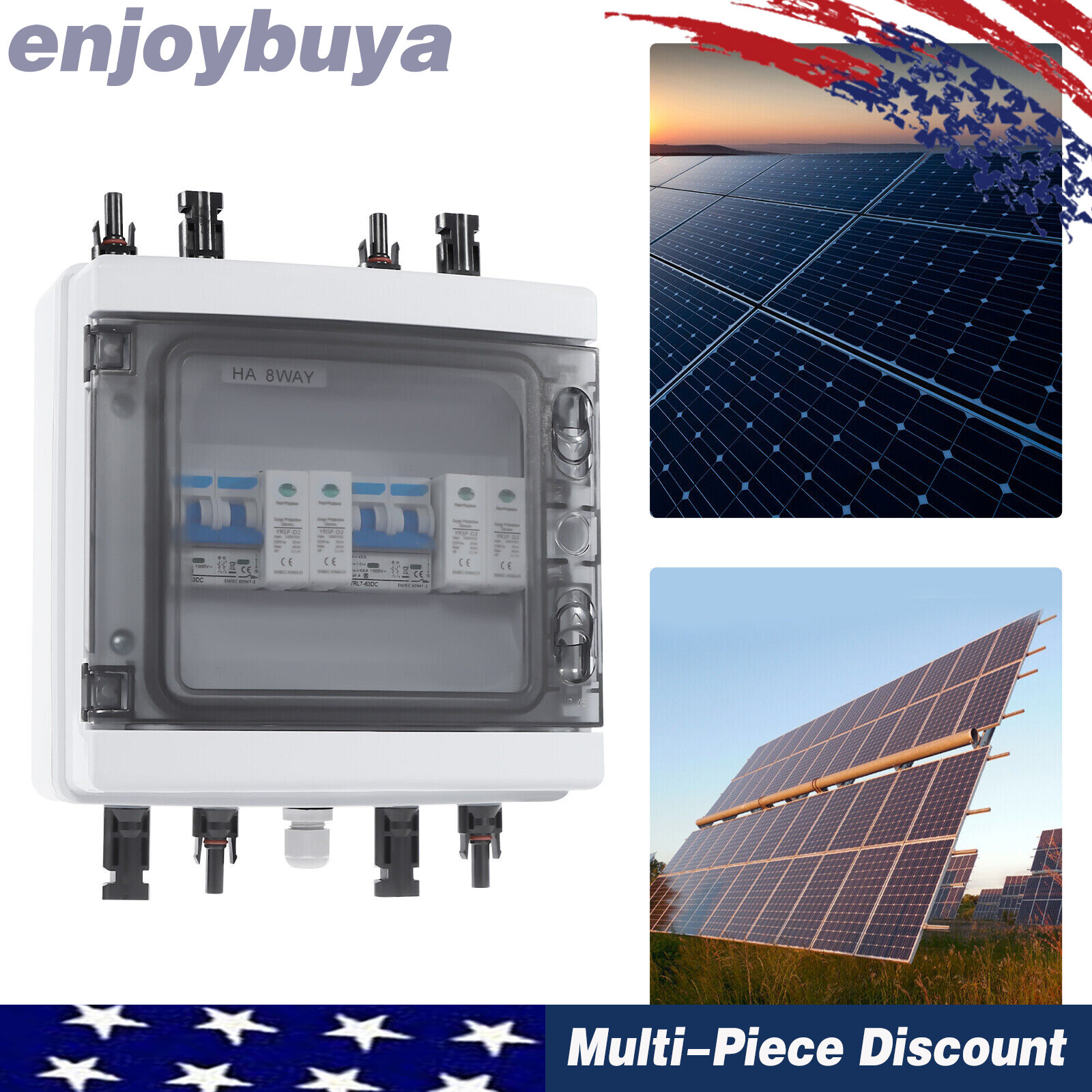 2 Strings Solar Combiner Box with Disconnect Switch and Circuit Protection