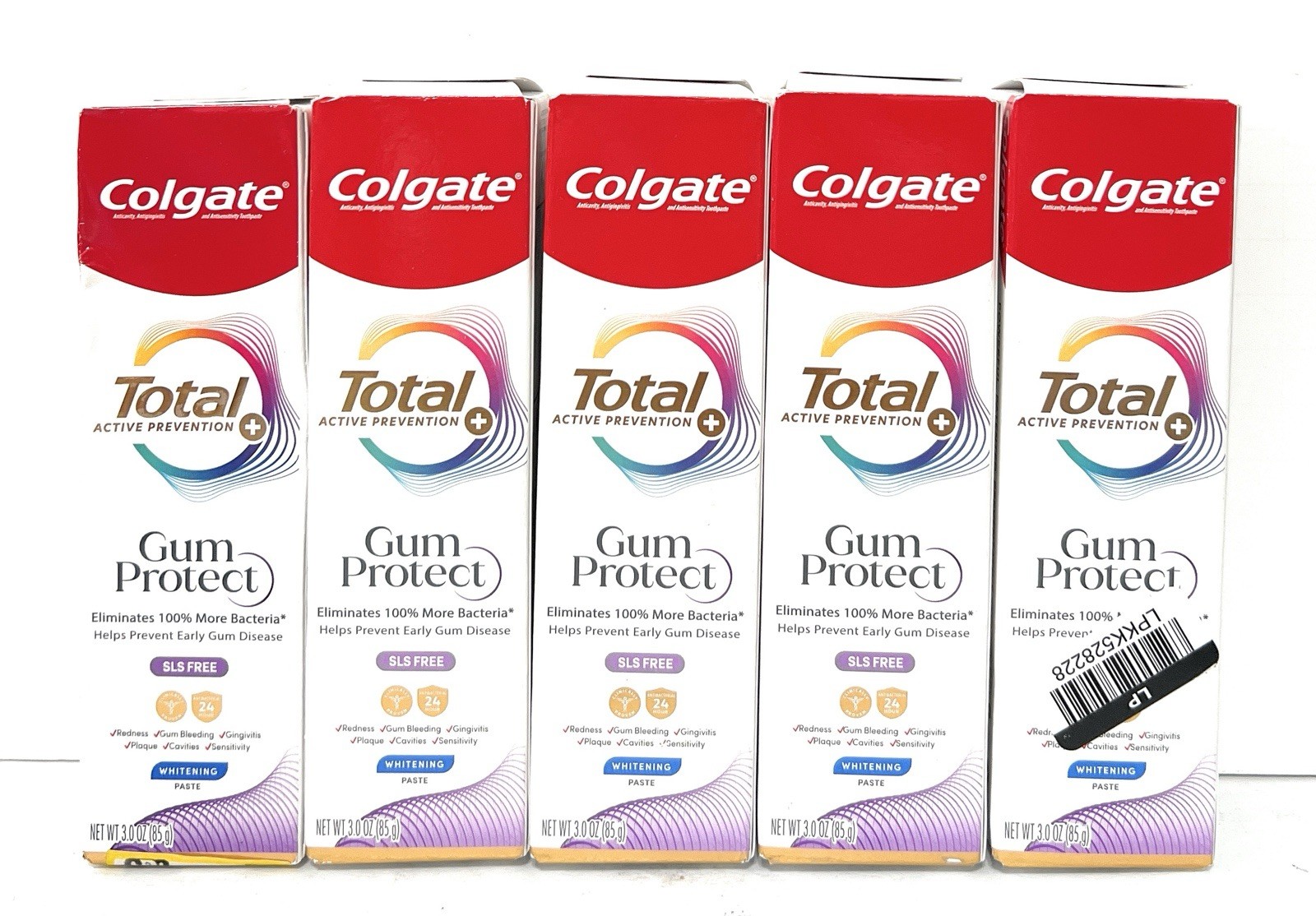 5 Colgate Total Active Prevention Gum Protect Whitening Toothpaste, 3oz Exp 2027