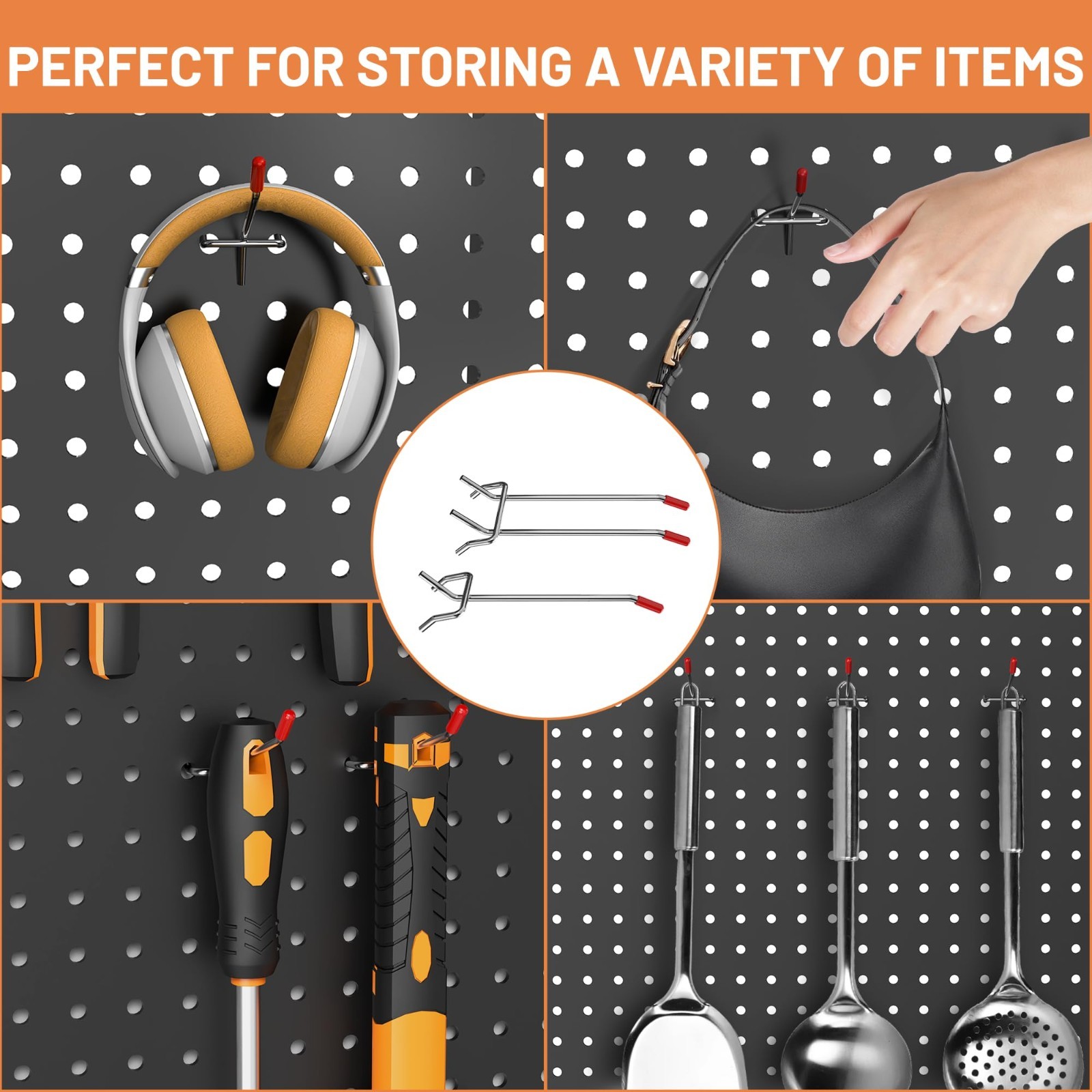 120-Piece Pegboard Hooks Set with Bins - Tool Organizer for Garage, Kitchen