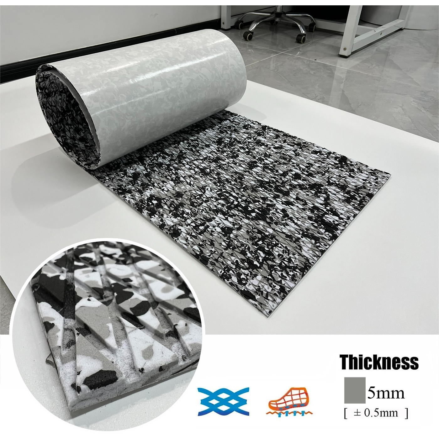 5mm Boat Flooring EVA Foam Marine Non-Skid Mat for Fishing Boat , Princecraft