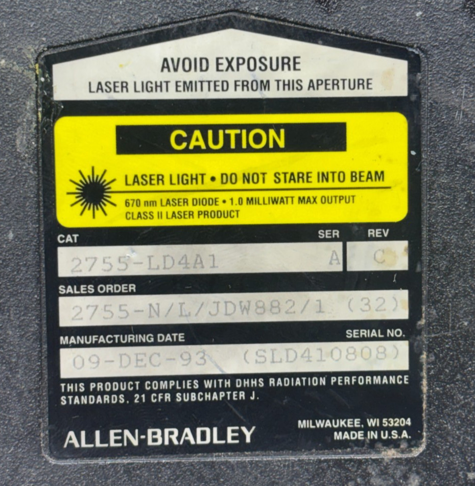 Allen-Bradley 2755-LD4A1 High Performance Visible Laser Barcode Scanner