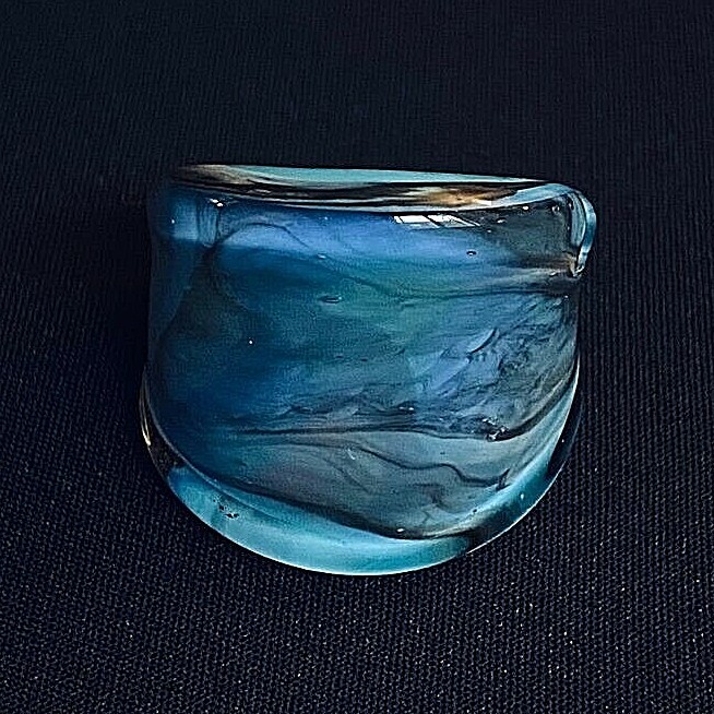 Murano glass CHALCEDONY band ring Blue Mothers Day Gift Birthday Teacher Unique