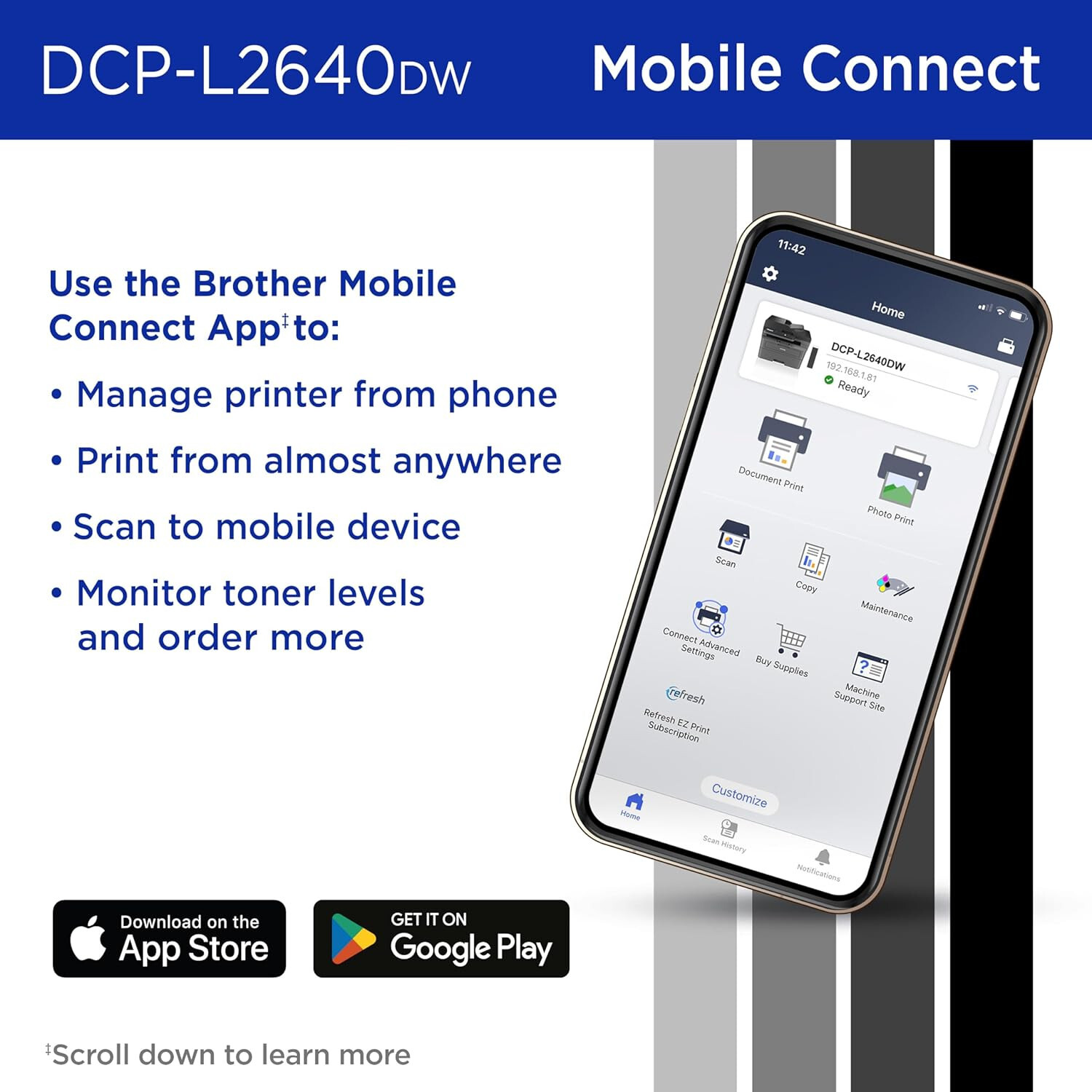 Brother DCP-L2640DW Multifunction Wireless Monochrome Laser Printer