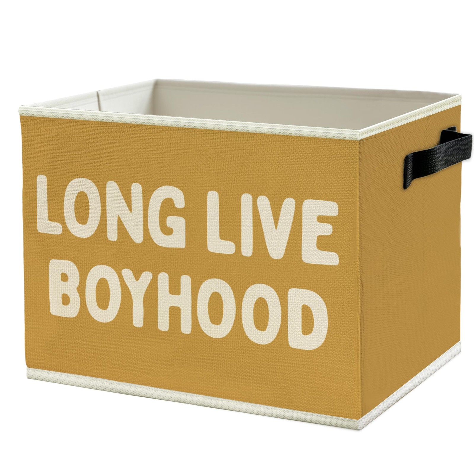 Long Live Boyhood Boys Storage Bins Box with Handles, Yellow Pattern Collapsi...