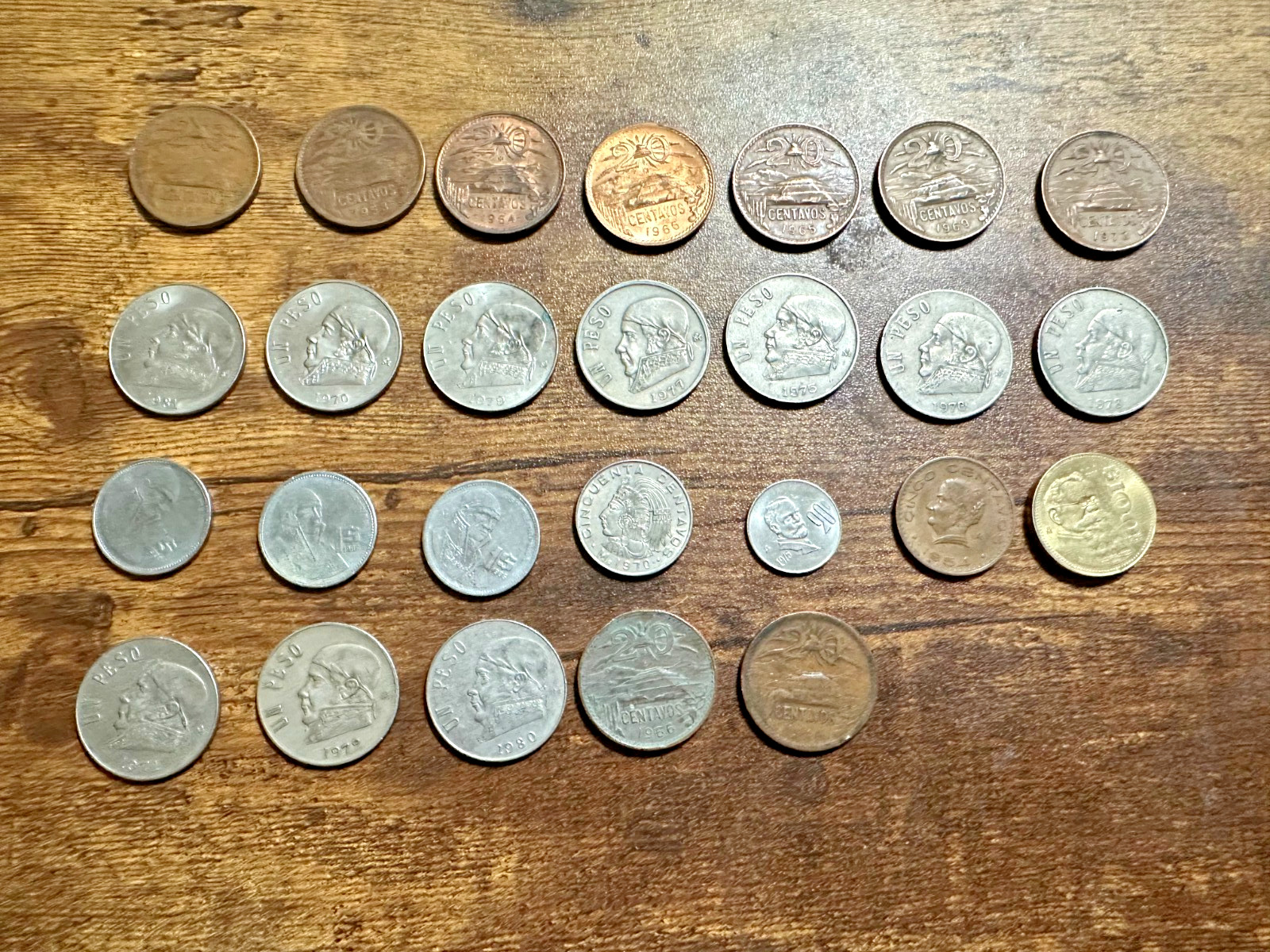 Lot of 26 Mexican Coins (Mexico; 1940s to present) - #4503