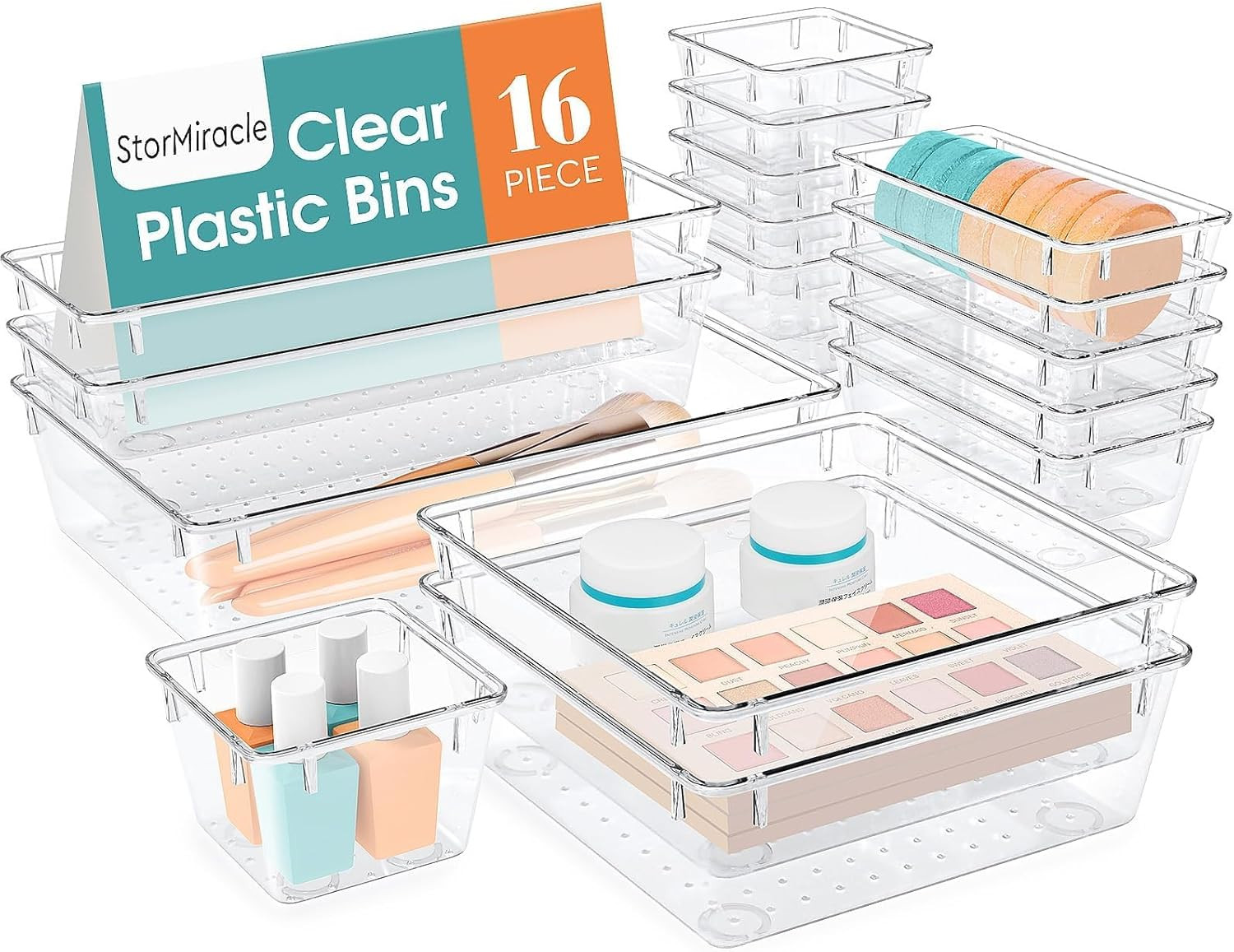 16 PCS Drawer Organizer Set, 5 Size Bathroom and Kitchen Organizer Trays | Bathr