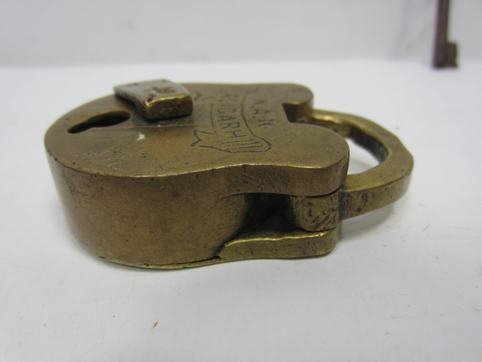 Antique Aligarh Brass Padlock with Key