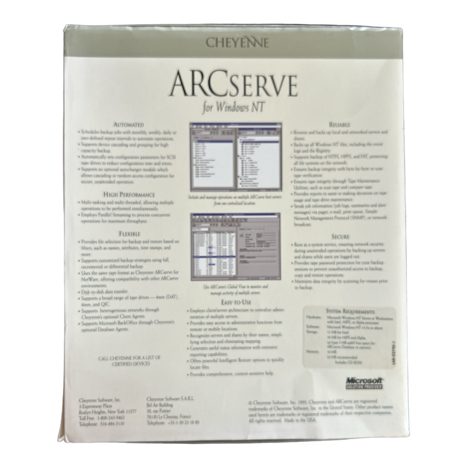 Cheyenne ARCserve for Windows NT Single Server Edition