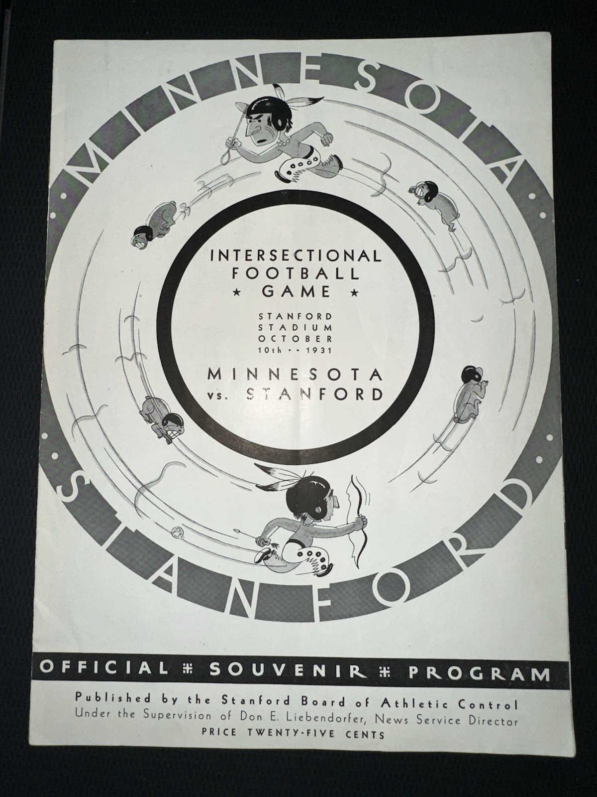 1931 Intersectional College Football game Program Stanford Minnesota Gophers