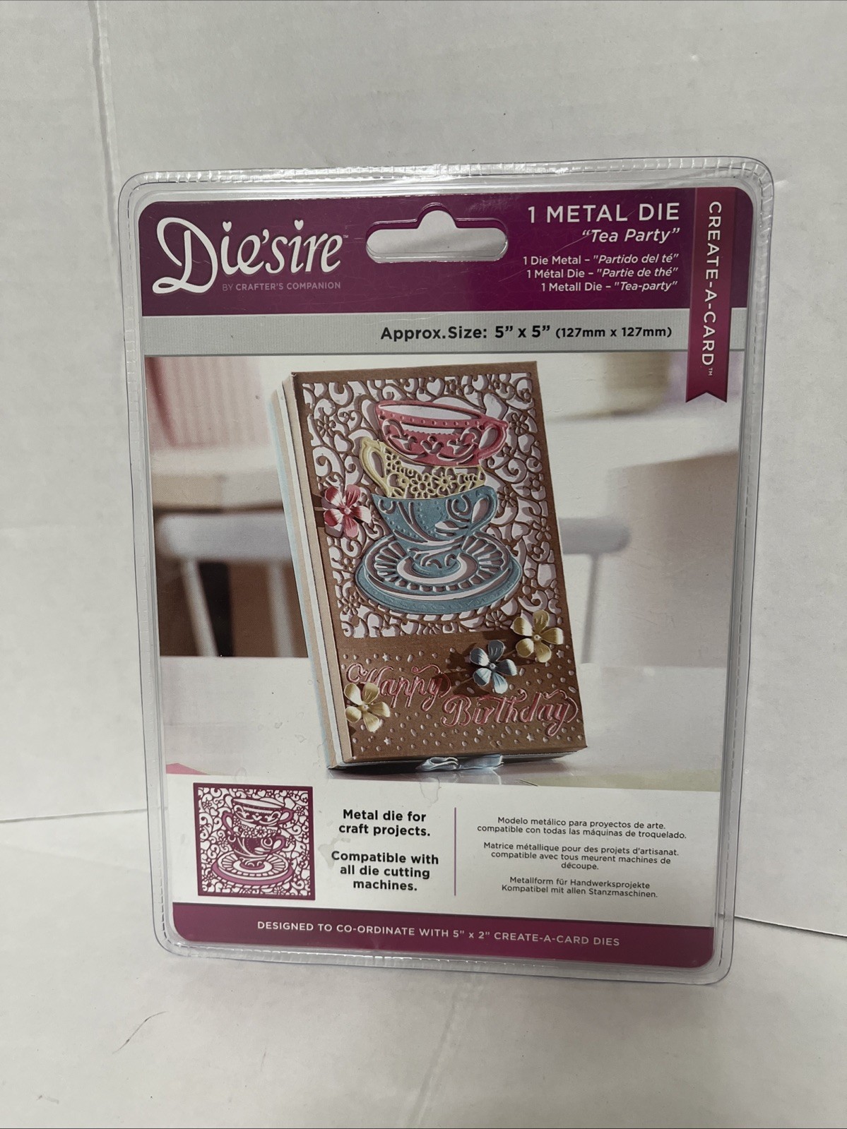 CRAFTERS COMPANION DIE'SIRE CREATE A CARD DIE TEA PARTY CUPS AND SAUCER