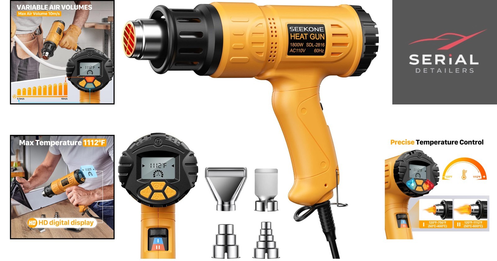 High-Performance 1800W Heat Gun with Overheat Safety & Memory Settings