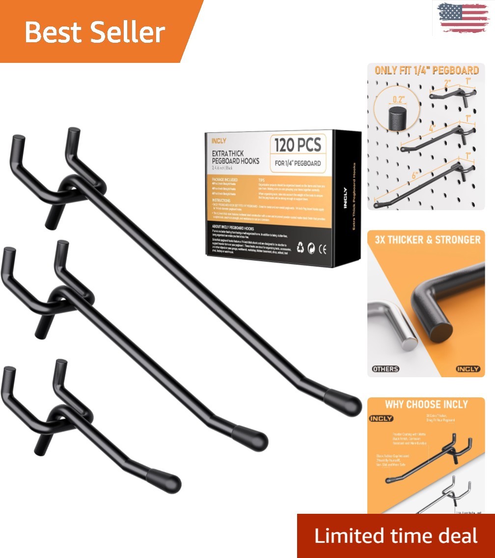 Versatile 2/4/6 Inch Pegboard Hooks - 120 Pack for Maximum Storage Capacity