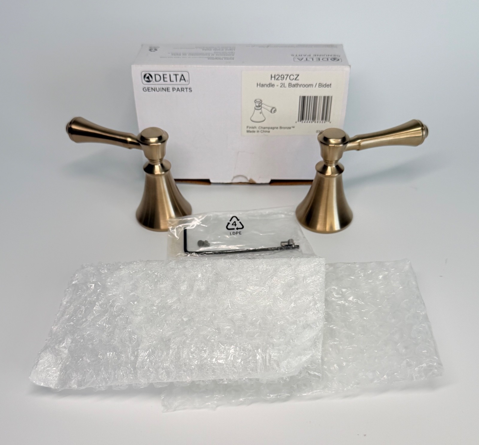 Delta H297CZ Cassidy Two Lever Bath Faucet Bidet Handle Kit Champagne Bronze NEW