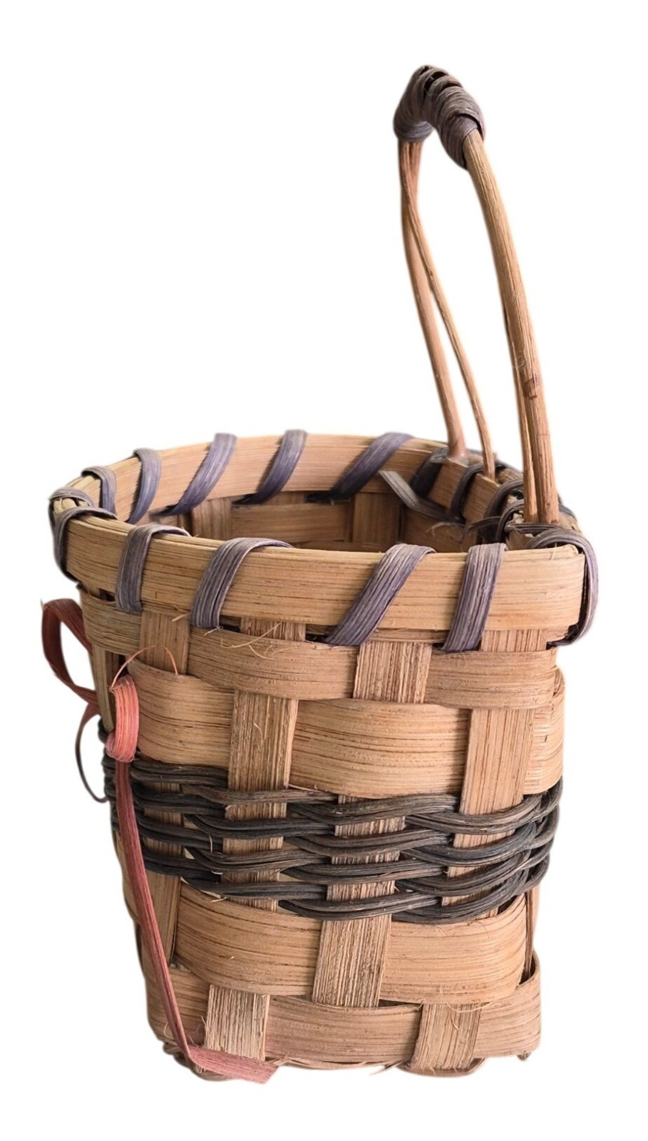 Woven Stripe Basket Dual Handle & Decorative Bow