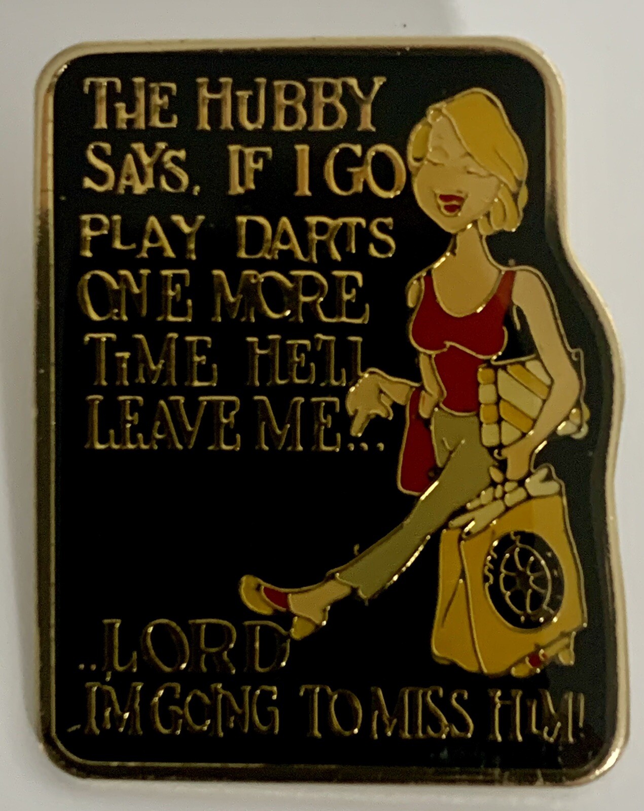 HILARIOUS DARTS HAT/LAPEL PIN (NEW AND SEALED)