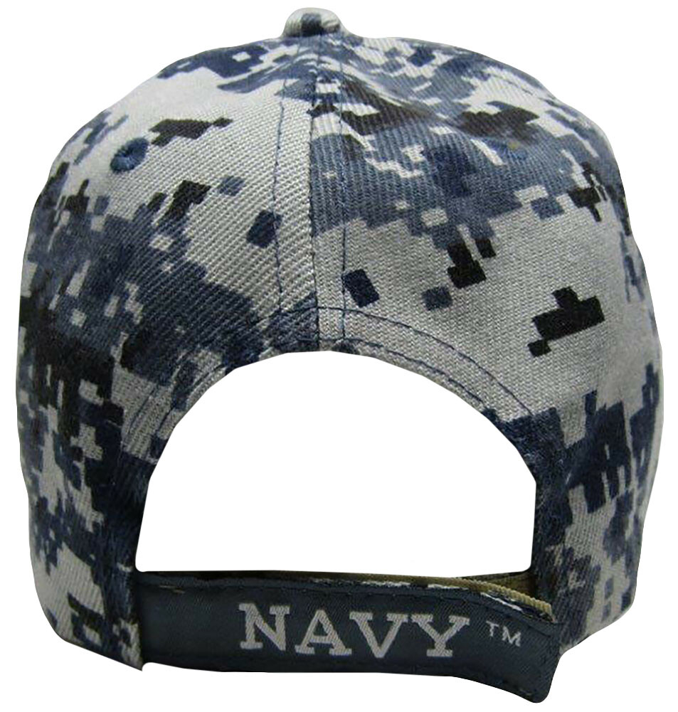 US Navy Retired Blue ACU Digital Camo Embroidered Shadow Black Cap Hat Licensed