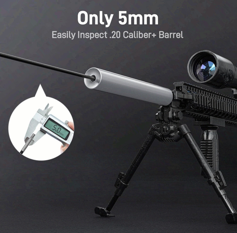 Rifle Borescope USB-C, Lights & Mirror, .20 Cal+, iPhone/Android