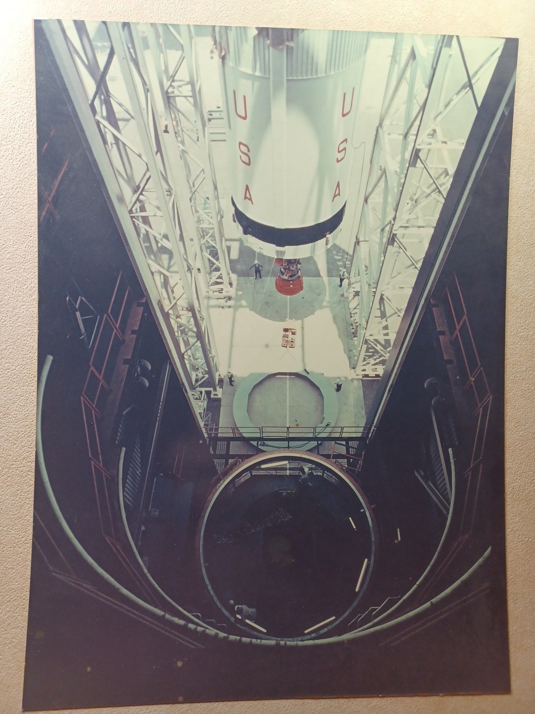 Overhead View Saturn Rocket Stage being Prepared in Hanger Photo 16" x 20" RRGS3