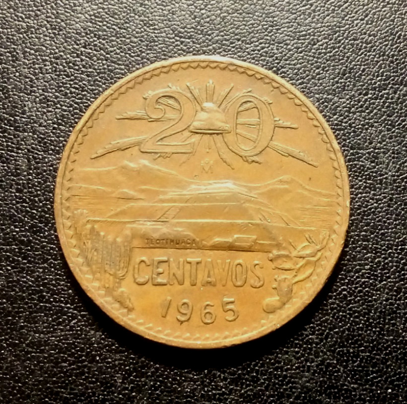 1965 Mexico 20 Centavos Coin