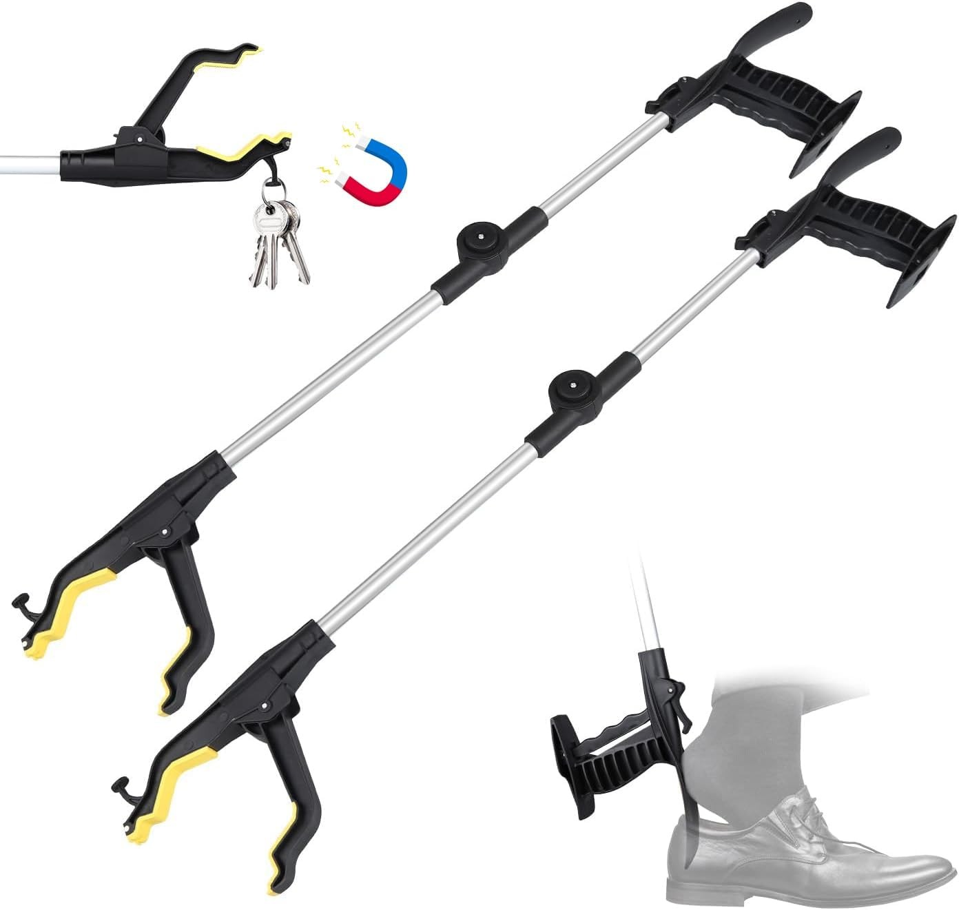 32" Grabber Reacher Tool, 2-Pack Foldable Reacher Grabber Pickup Tool with