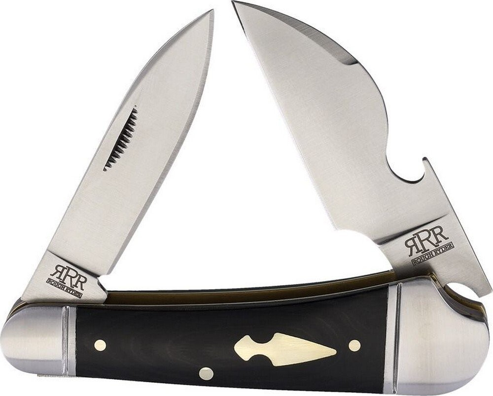 Rough Ryder Reserve Cap Lifter 2-Blade Black Micarta Handle Folding Knife RRR004
