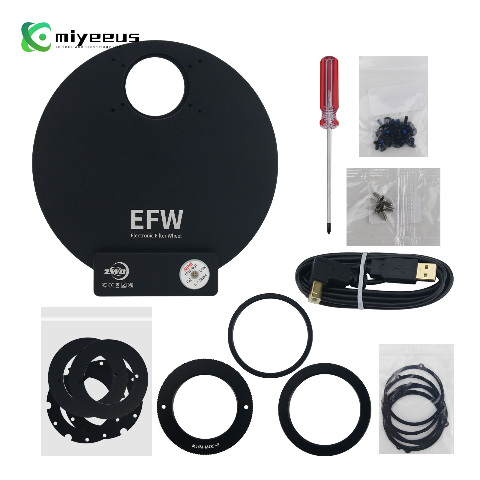 ZWO EFW7X2" 2" EFW Electronic Filter Wheel 7-Position Support Filter ASCOM SDK