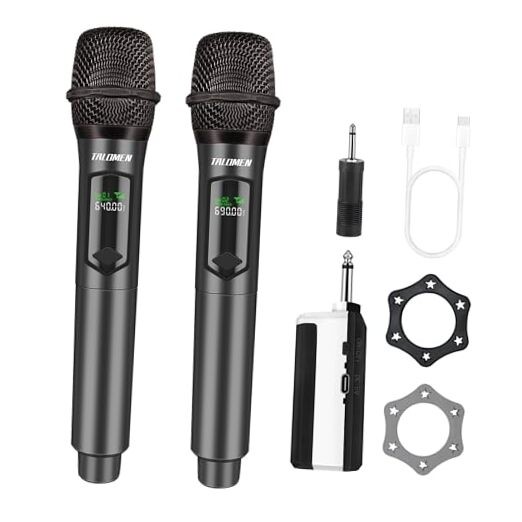 Wireless Microphone,Professional Dual Handheld Cordless Dynamic Mic Gray