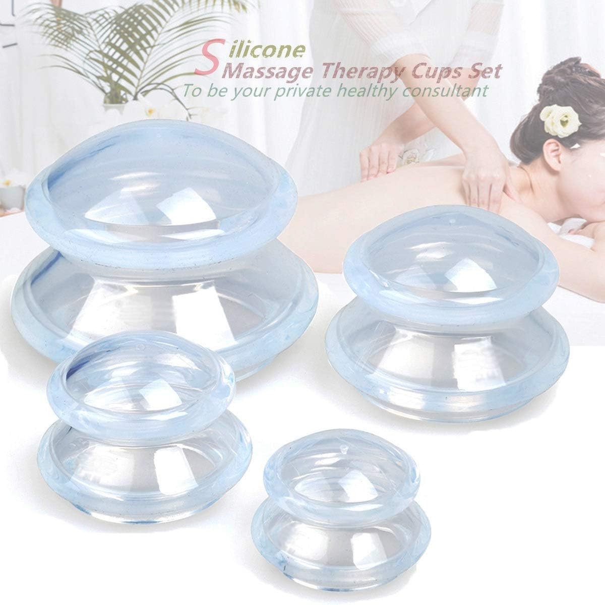 Beauty Silicone Cupping Therapy Set, Professional Chinese Body Massage Tool,4 pc