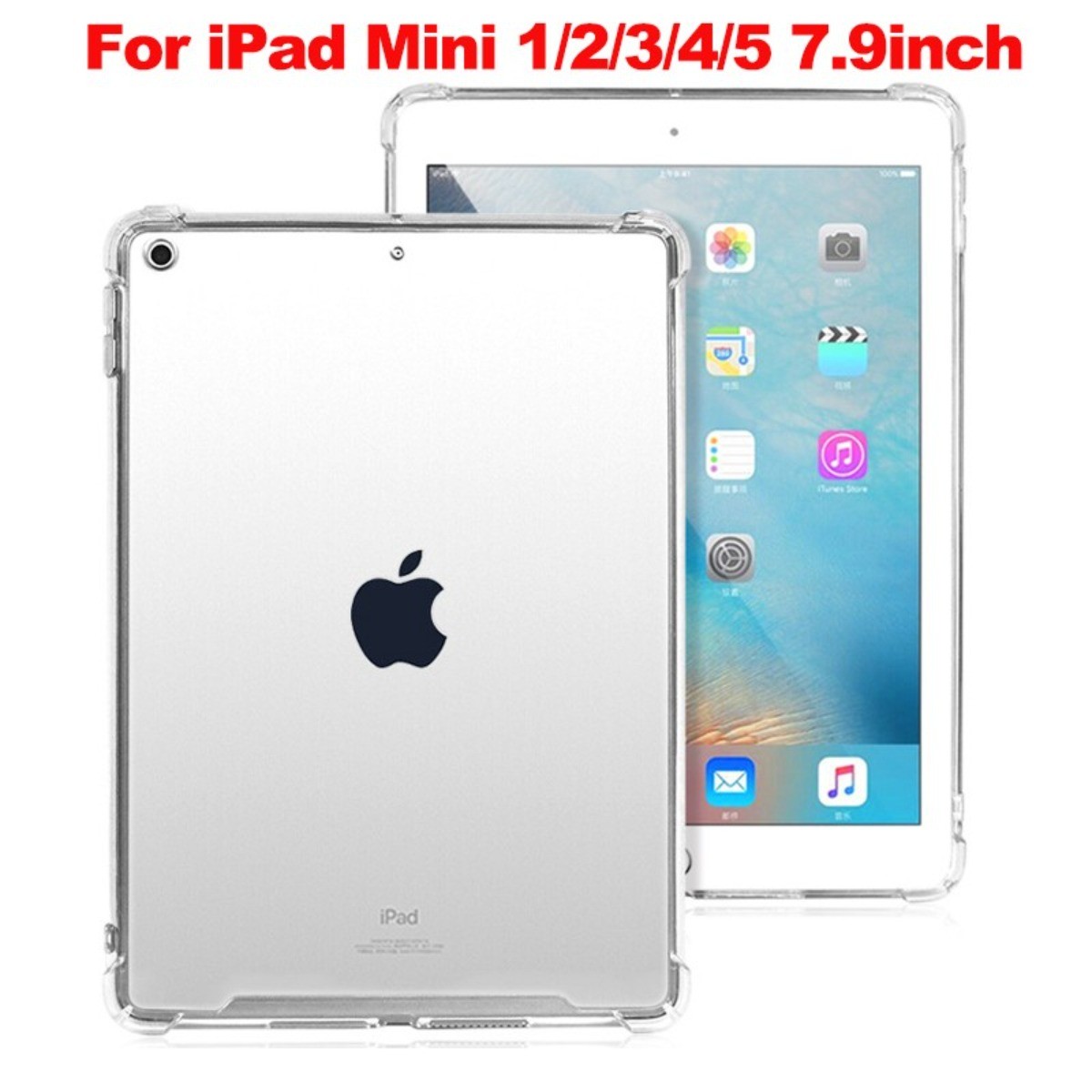 For iPad Mini 1 2 3 4 5 Generation 7.9" TPU Silicone Shockproof Cover Clear Case