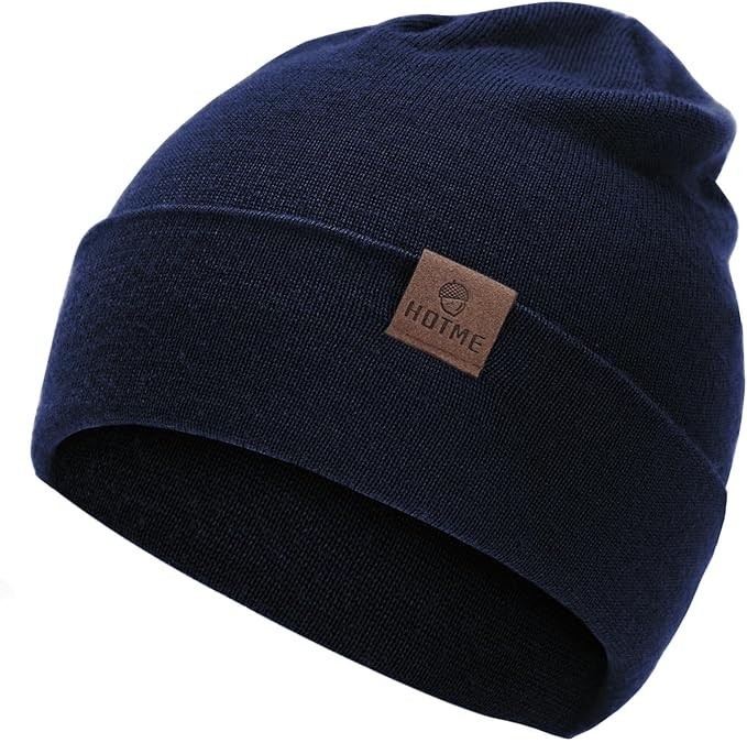Xxl Oversize Mens 100% Merino Wool Beanie Hat, Warm Winter Knit Wool Cap