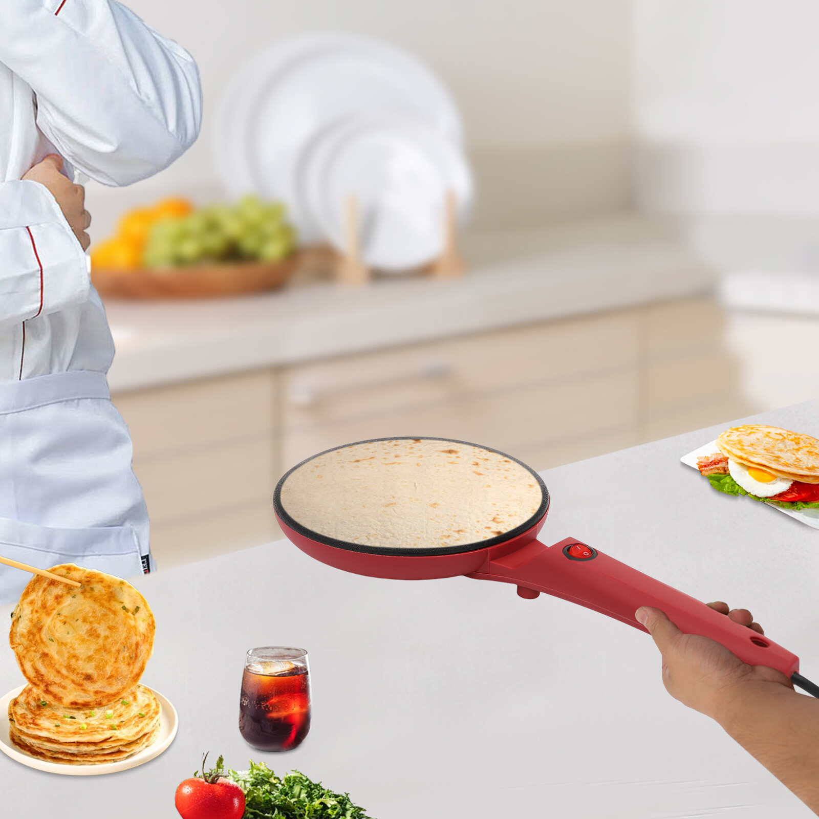 Electric 8" Crepe Maker NonStick Pancake Baking Pan Frying Griddle Machine Pan