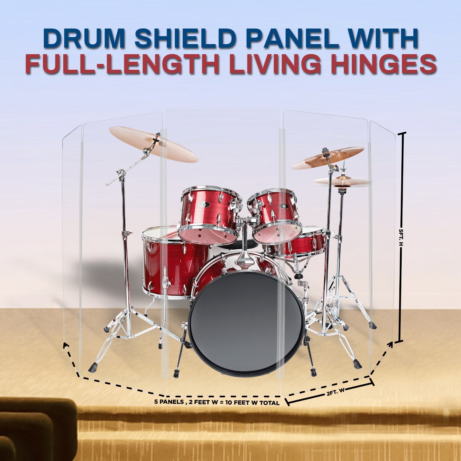 Drum Shield DS4 L 5 Section Drum Shield Drum Panels full length Flexible Hinges