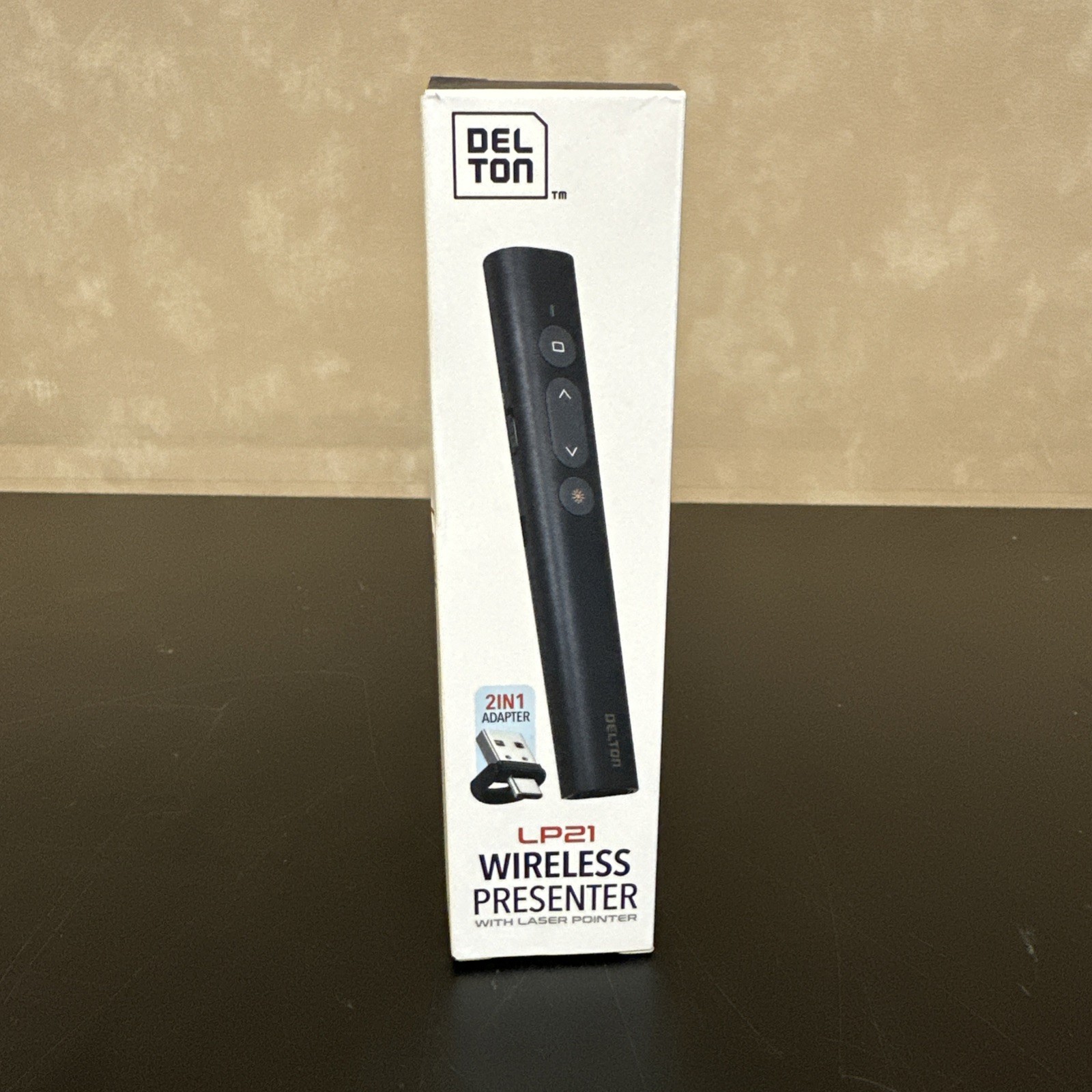 Delton LP21 2.4GHz Wireless Presentation Remote with Laser Pointer, Black