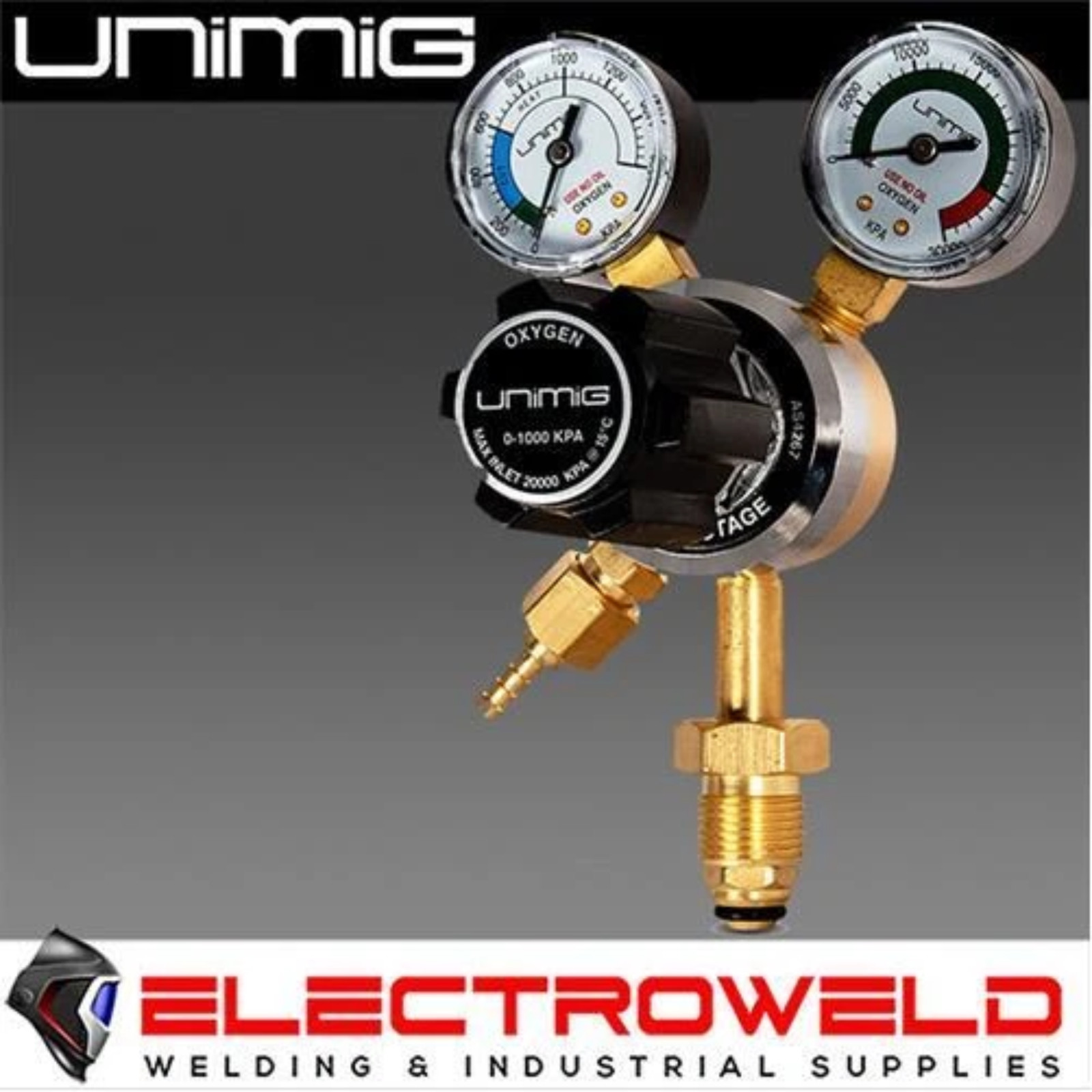 UNIMIG Twin Gauge Oxygen Gas Regulator Welding Flow Meter O2 Oxy MIG OXYREG