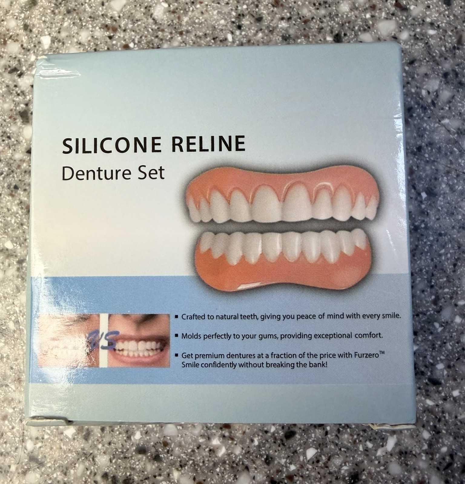 Silicone Reline Denture Set for Upper and Lower Teeth Soft Comfortable Veneers