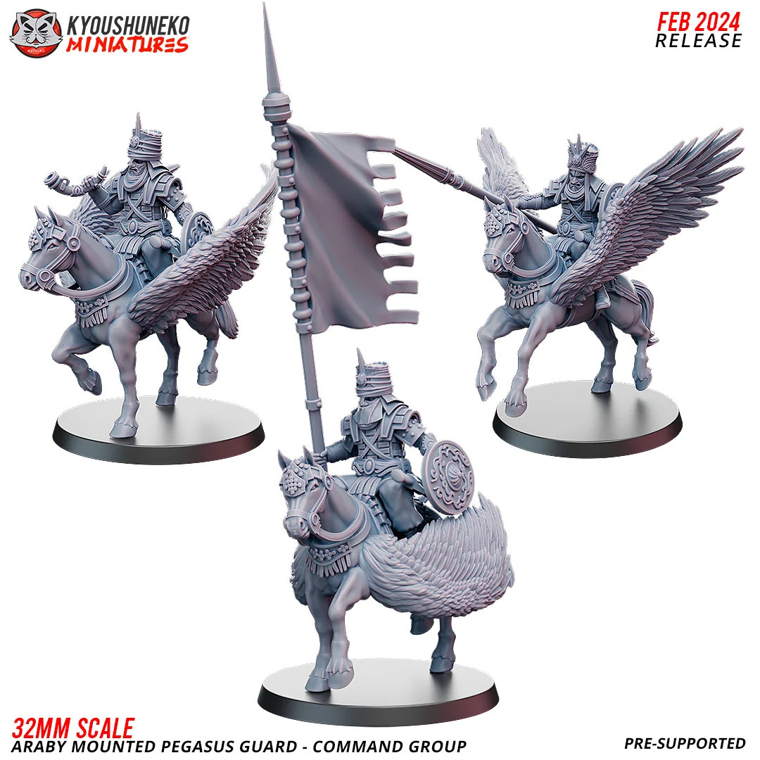 Araby Pegasus Guard Command Group (Set of 3) - 28-32mm Resin Tabletop Miniat