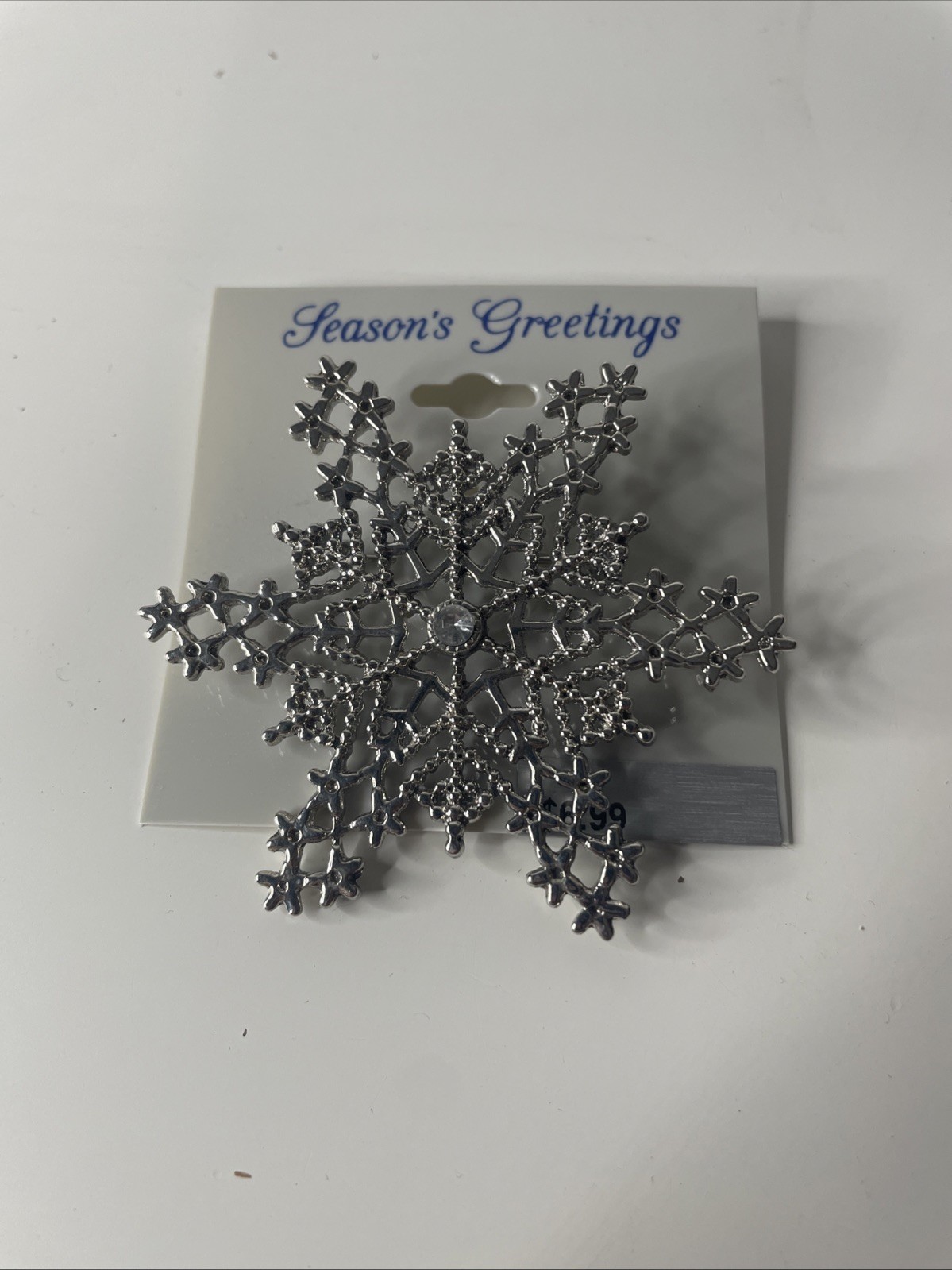 New With Tag Holiday Jewelry Christmas Snowflake w/Crystals Broach, Brooch-New