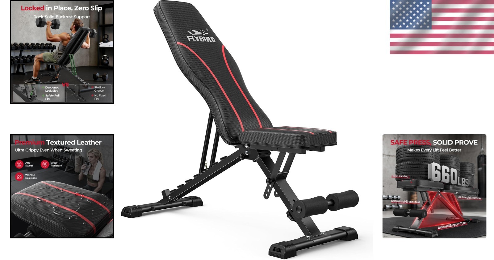 Alloy Steel Adjustable Workout Bench with 96 Settings for Comprehensive Training