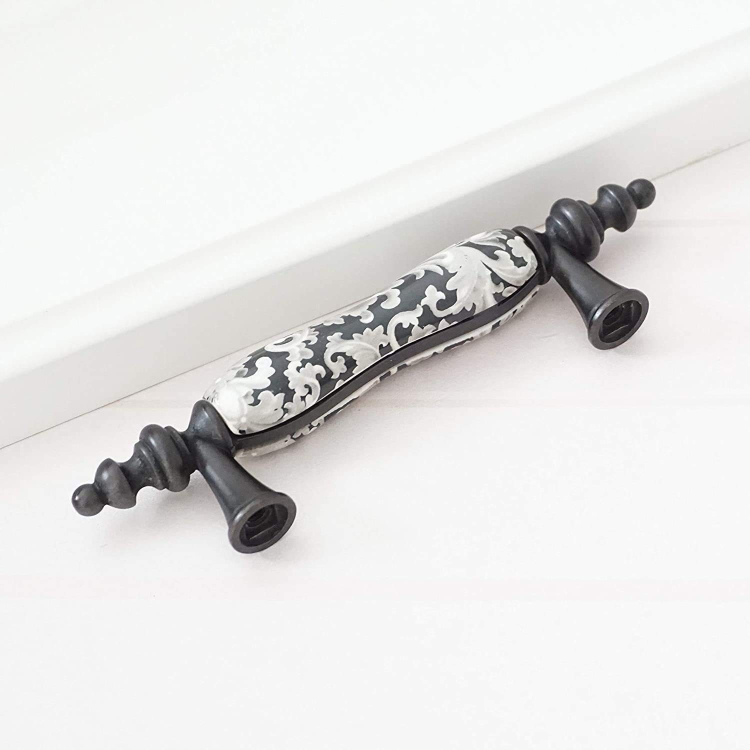 6 Pack Ceramic Drawer Pull Dresser Cabinet Pull Handle (6, 3" hole centers) |...