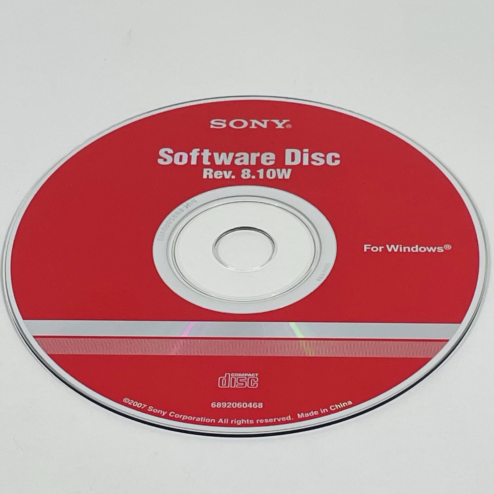 Sony 2007 Software Disc Rev. 8.10W For Windows 6892060468