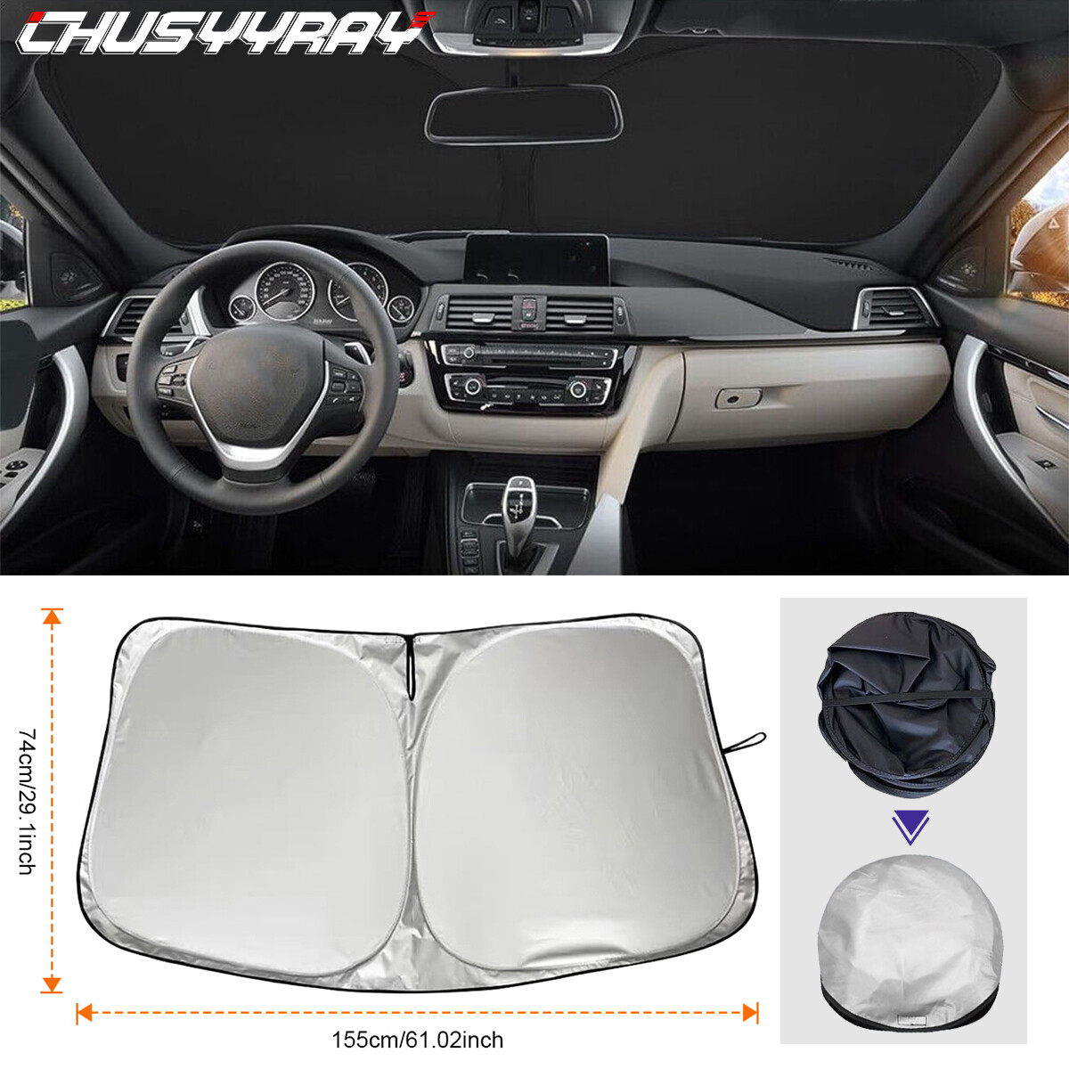Sun Shade Foldable UV Block Cover Visor Shield For Chevrolet Silverado 2015