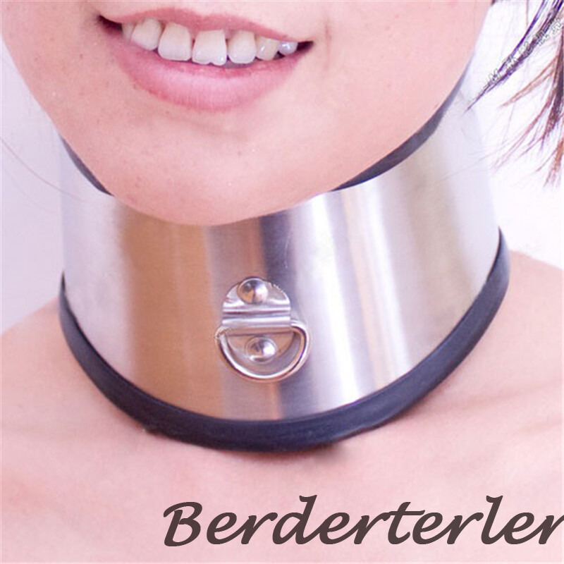 Stainless steel neck collar protector Restraint Belt Slave Fetish Neck Strap